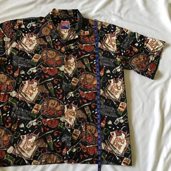 BBQ Kings Dreamwear Short-Sleeve Button-Up Shirt XXL By Dem Crazy 100% Cotton Gr - Picture 9 of 16